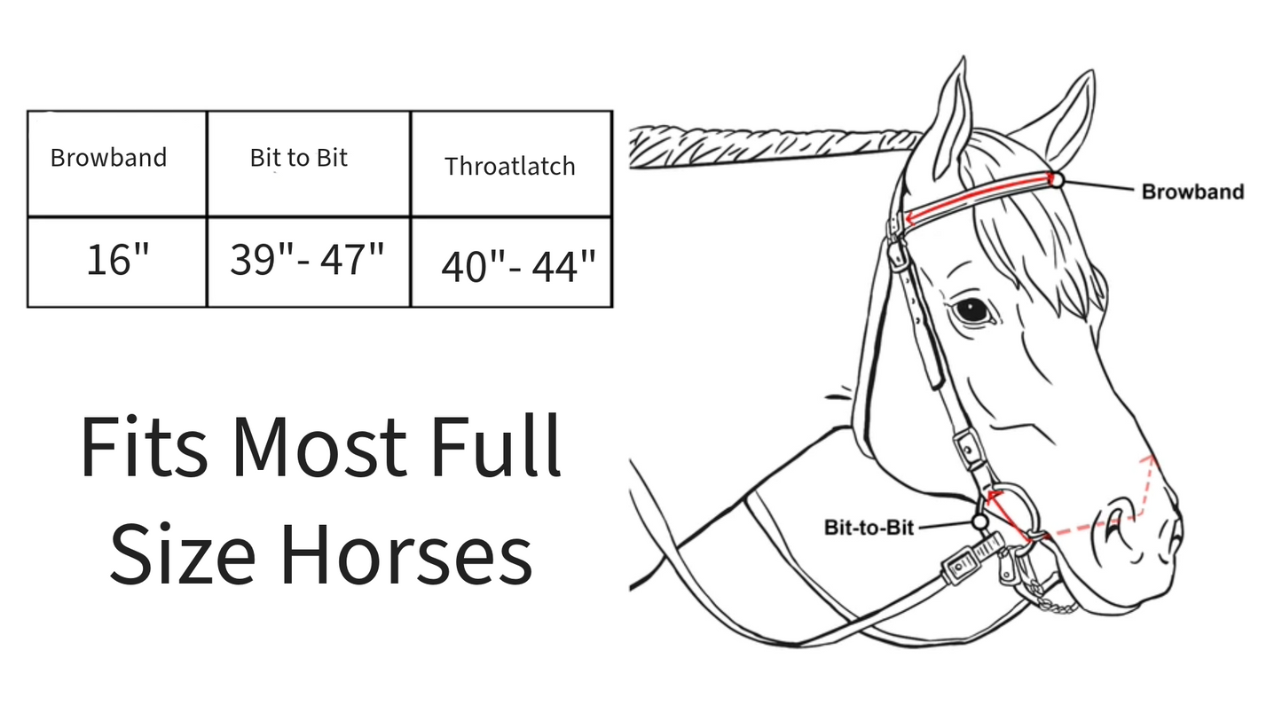  Nylon Western Browband Headstalls with Matching Reins for Horses size chart