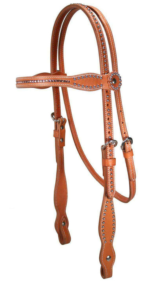 Tahoe Tack Hand-Inlaid Pink Swarovski Crystal Western Headstall