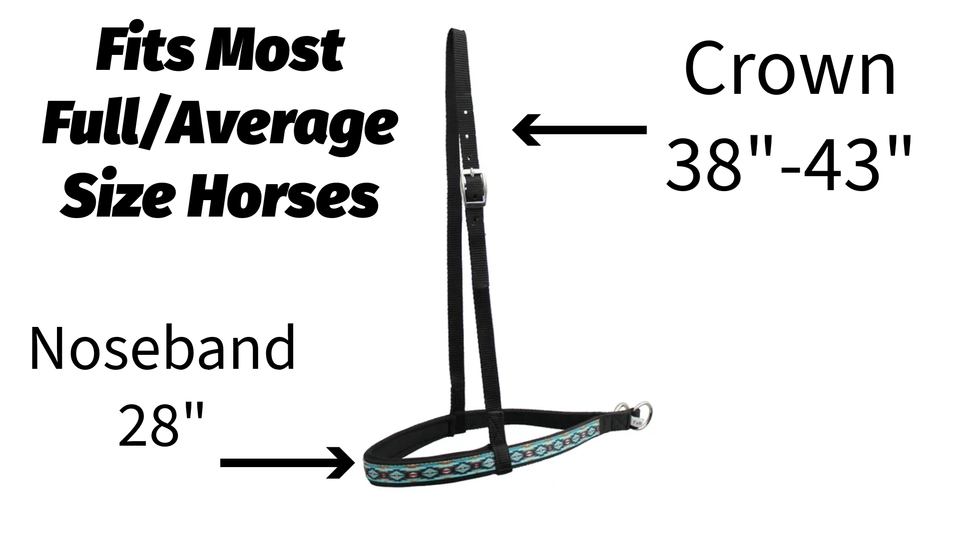 Tahoe Tack Patterned Overlay Nylon Padded Western Noseband for Horses Size Chart