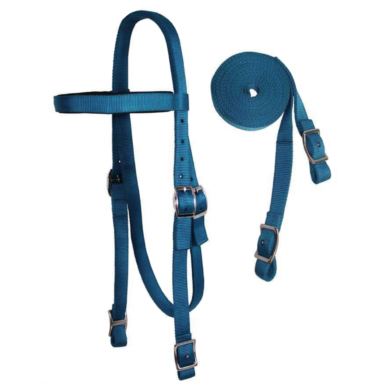 Tahoe Tack Double Layered Nylon Western Headstall with Matching Reins blue