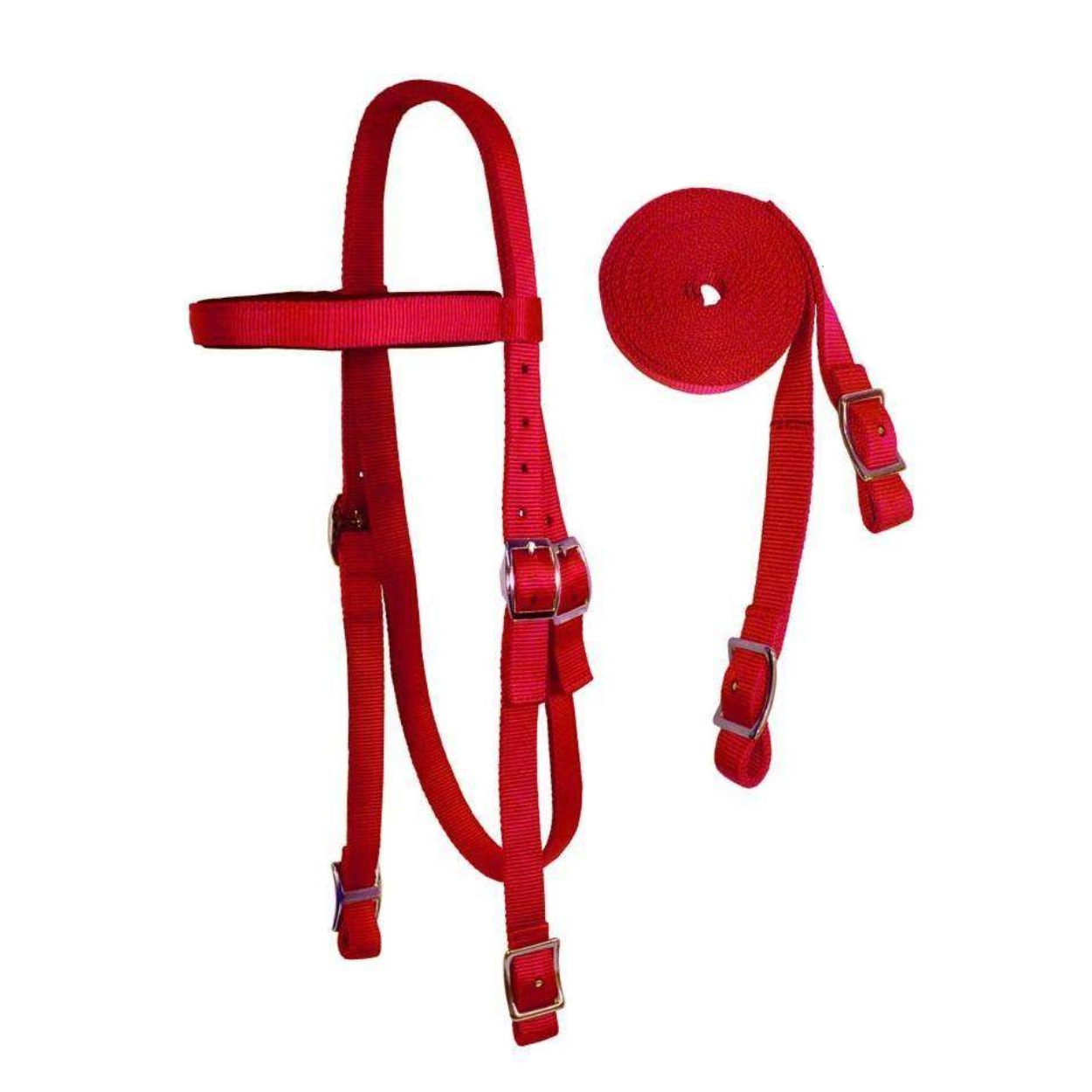 Tahoe Tack Double Layered Nylon Western Headstall with Matching Reins red