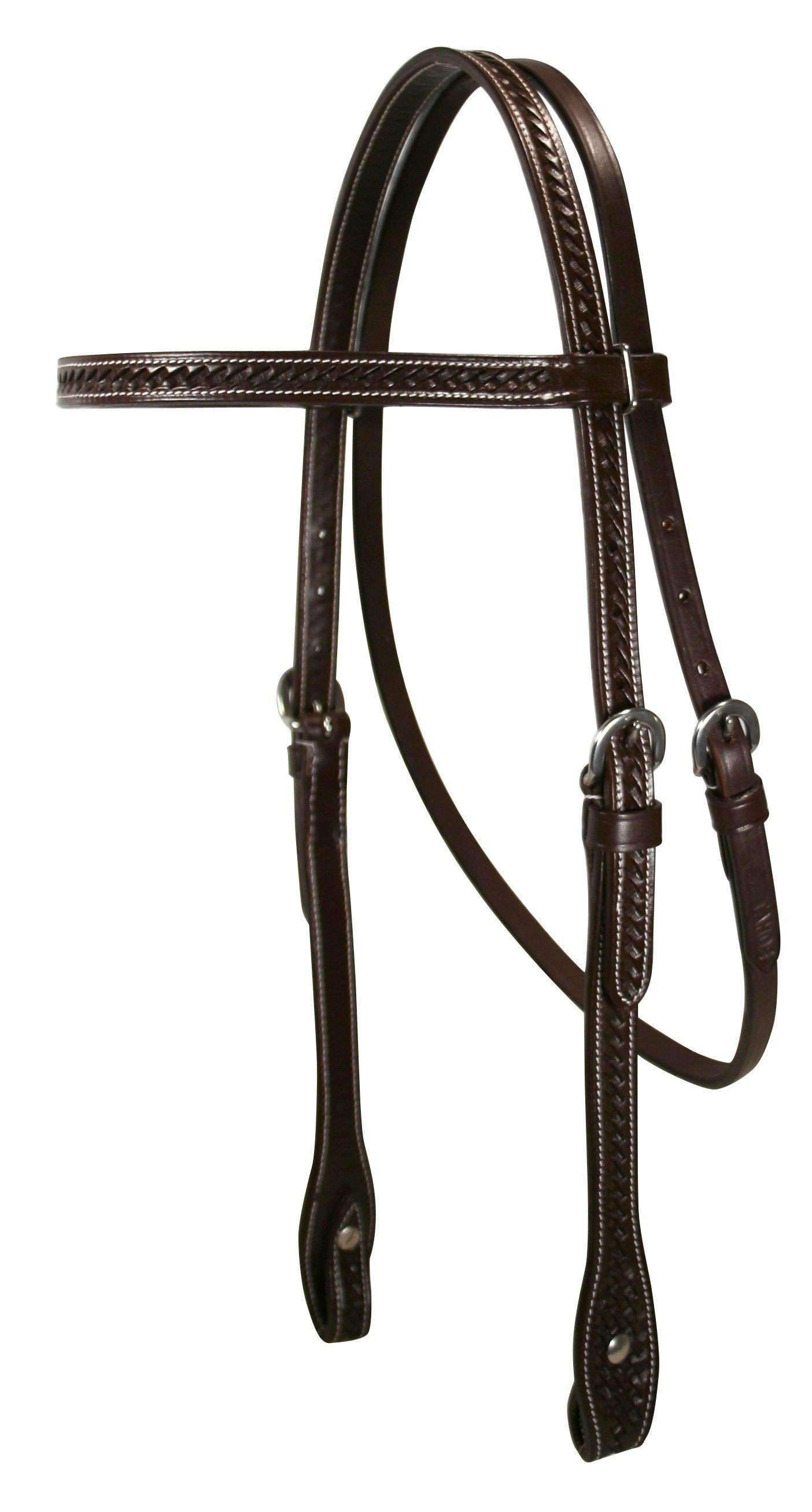 Tahoe Tack Basket Weave Browband Headstall USA Leather