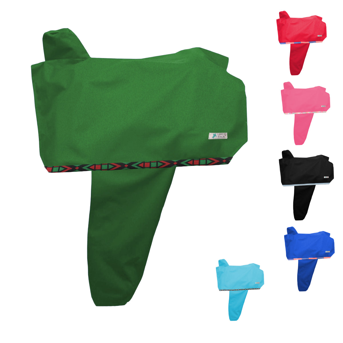 Tahoe Tack Premium Overlay Nylon Western Saddle Cover with 6 Elastic Straps Green