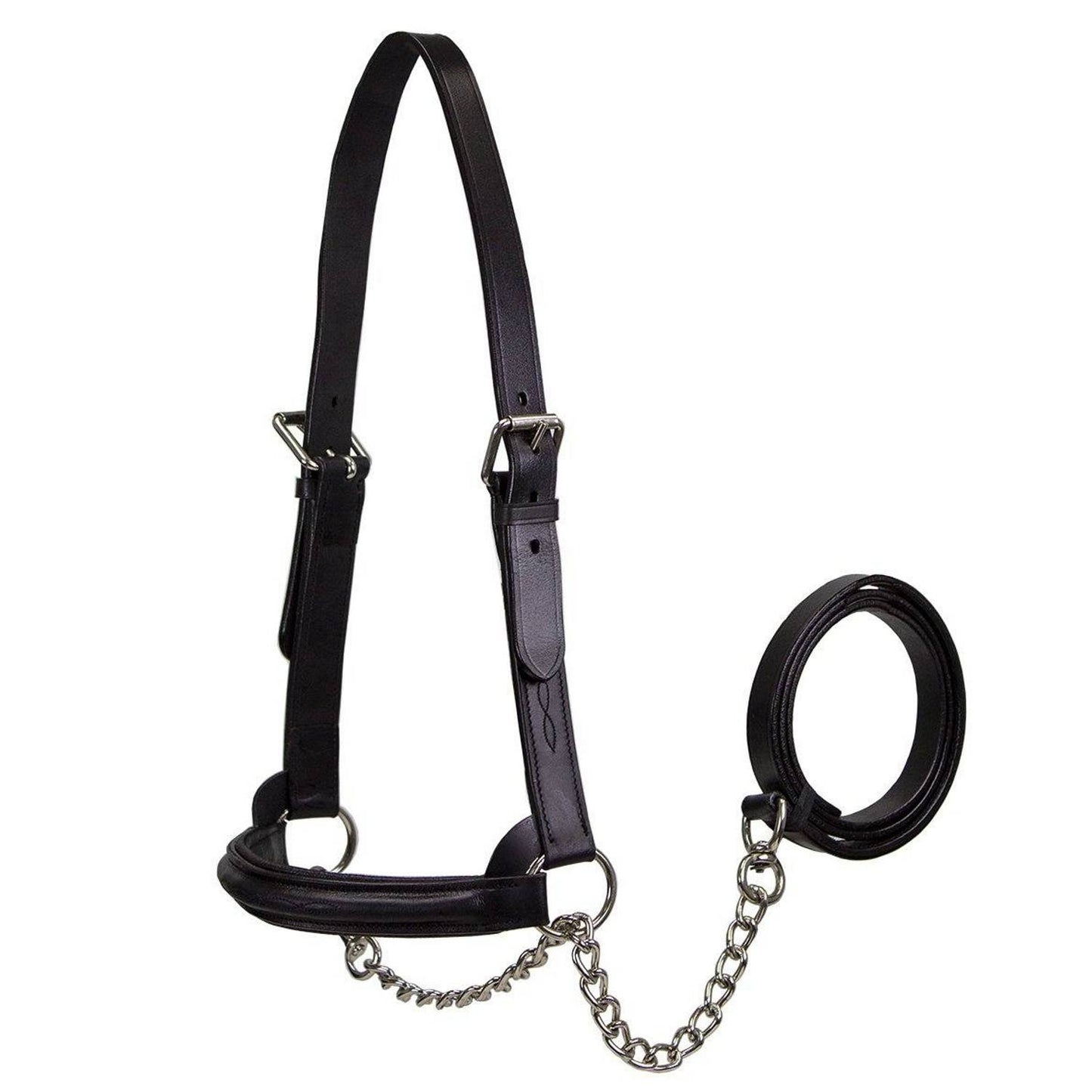 Derby Originals Premium Raised Padded Fancy Stitch Leather Cattle Show Halter Black main