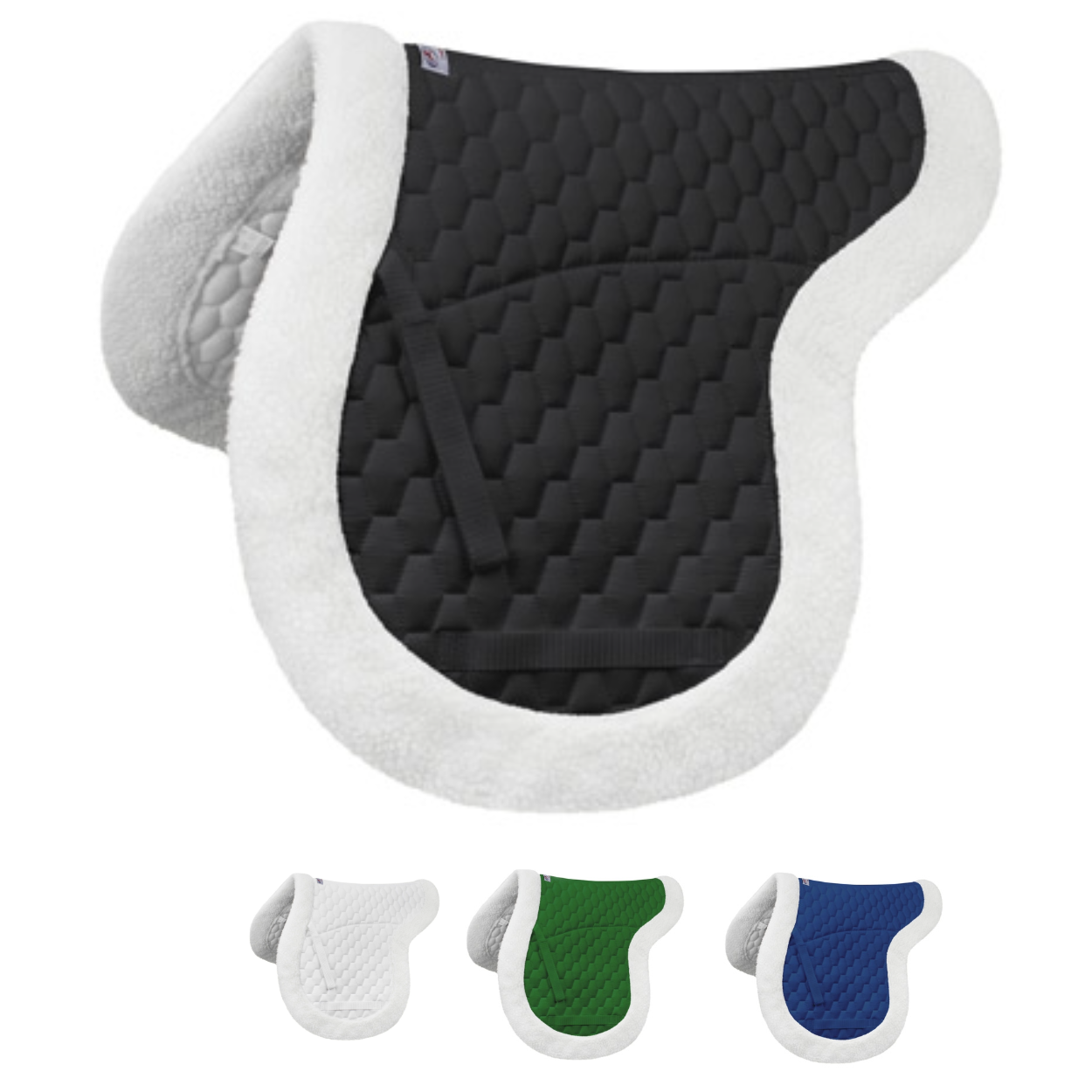 Derby Originals Fleece Padded Contour All Purpose English Saddle Pad White black