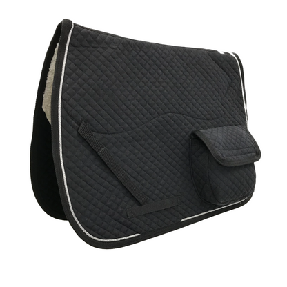 Derby Originals Dressage / Australian Saddle Pad with Pockets and Half Fleece Black