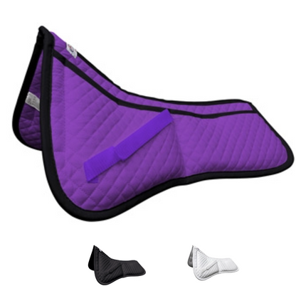 Derby Contoured Correction All Purpose Quilted English Half Saddle Pad with Therapeutic Removable Support Memory Foam Pockets Purple color