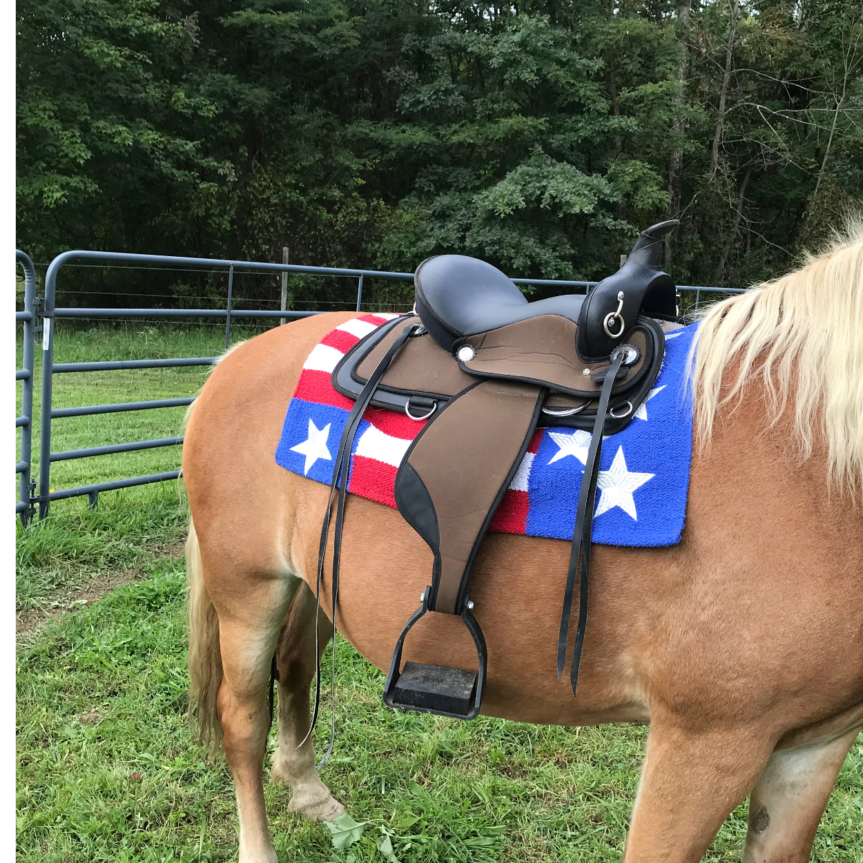 Tahoe Tack Stars and Stripes American Flag Acrylic Western Saddle Blanket 32" x 32" side view