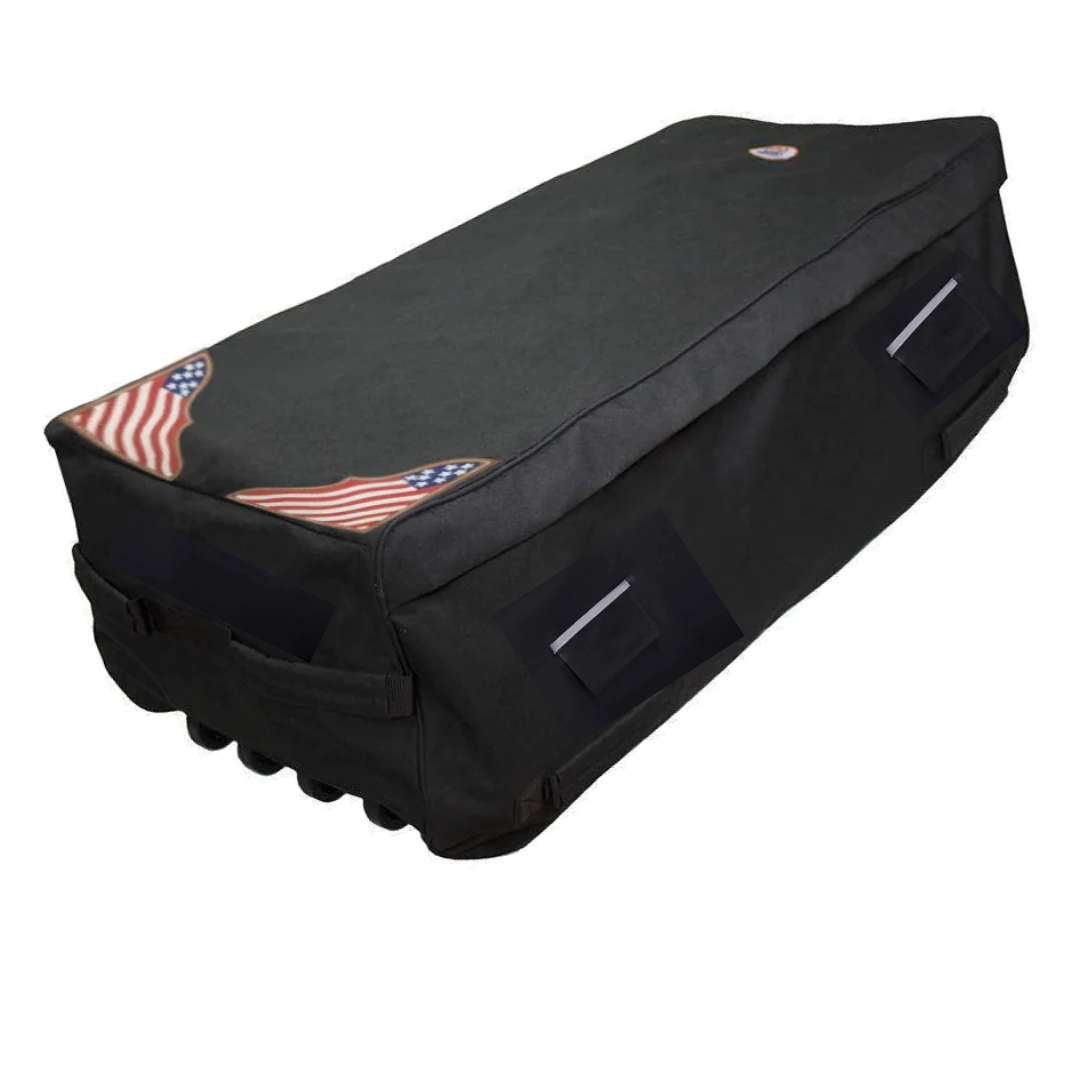 DERBY ORIGINALS PATENTED ROLLING BALE BAG WITH VENTILATION WINDOWS AND PATRIOTIC LEATHER ACCENTS