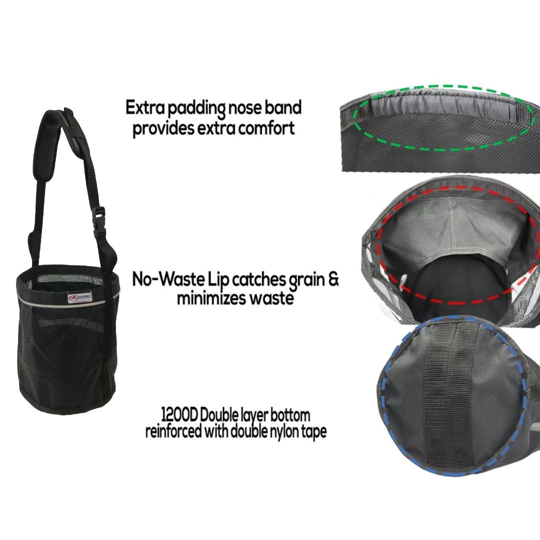  Feed Bag With Extra Comfort Noseband Padding No Spill Flap Design