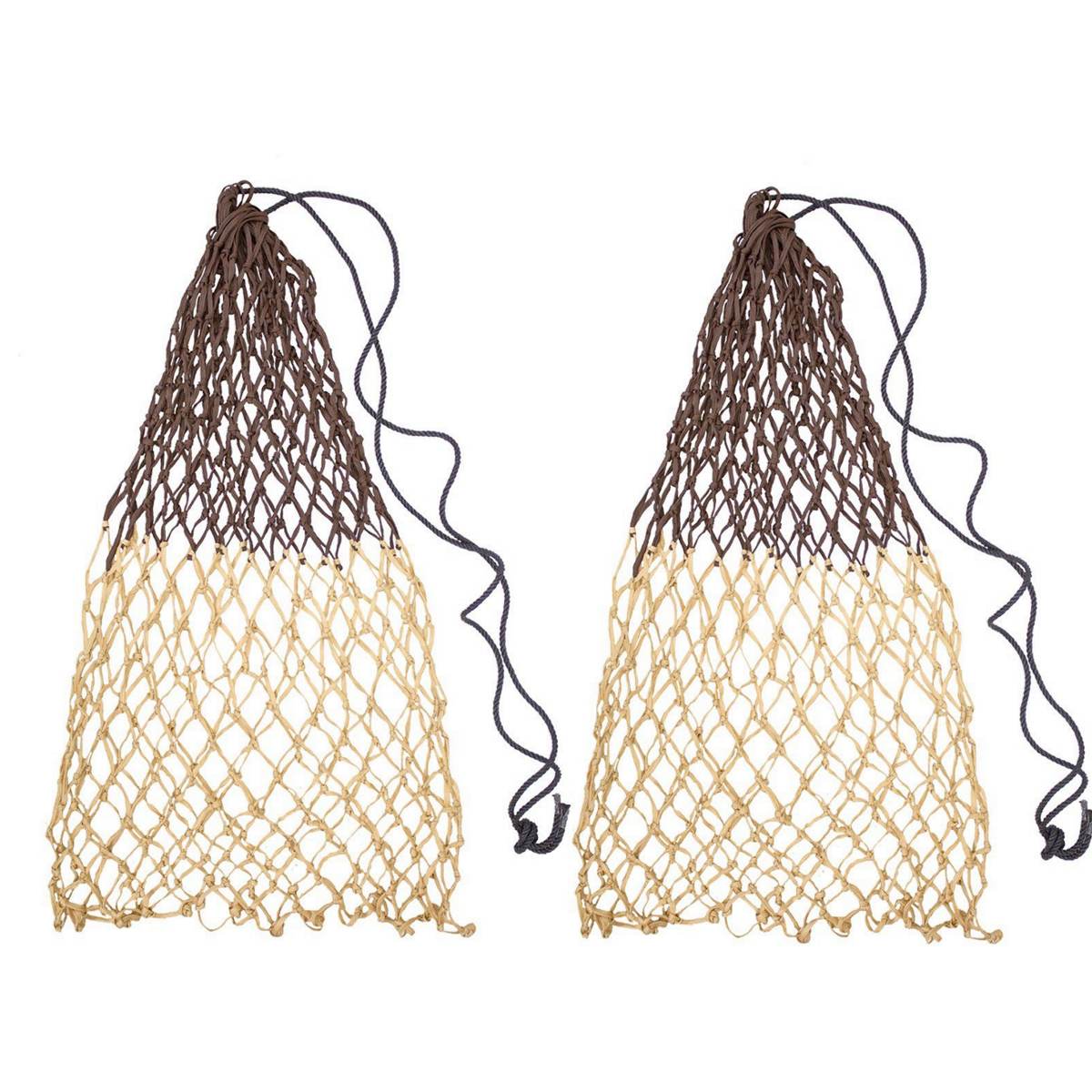 Slow Feed Soft Mesh Hanging Hay Net for Horses Brown pair