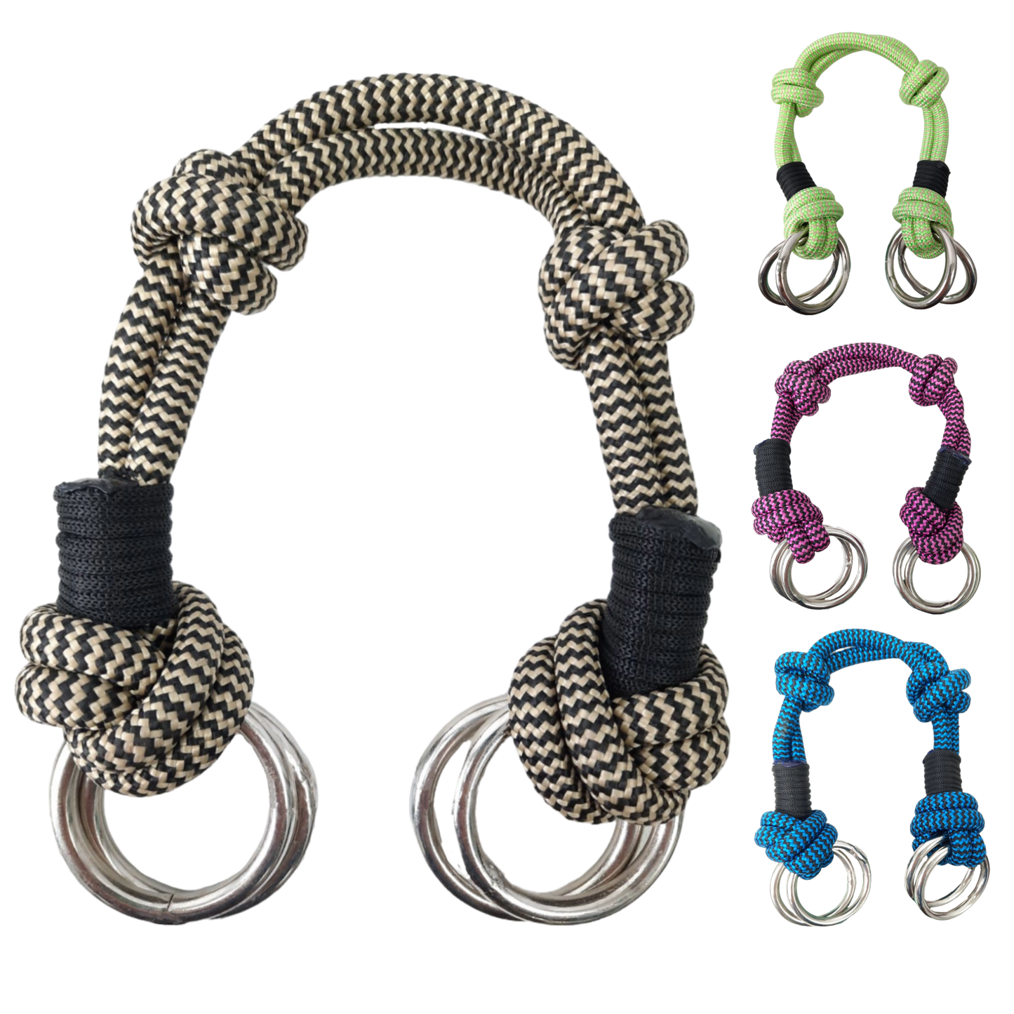 Tahoe Tack Bitless Bridle Nosepiece – Stiff Rope, Two-Tone Colors, 4 Steel Rings, with 1-Year Warranty