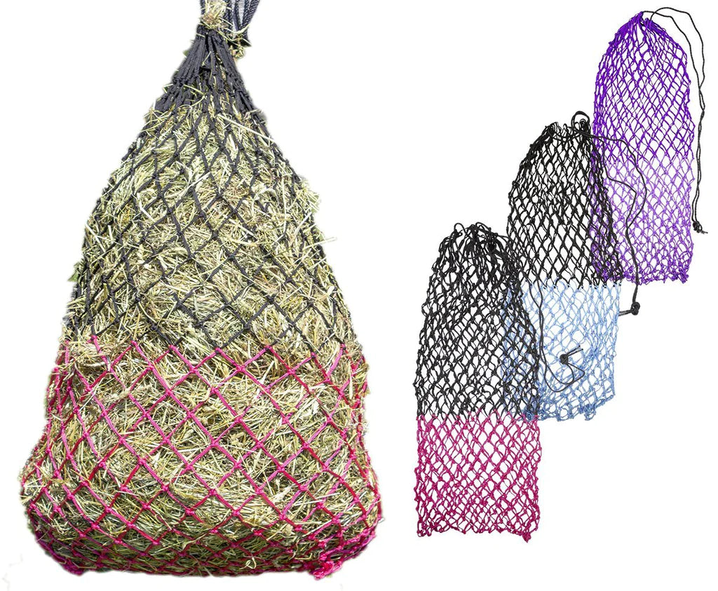 Paris Tack Set of 2 - 56" Soft Mesh Hay Nets with 2" Holes, Fits 8-10 Flakes of Hay