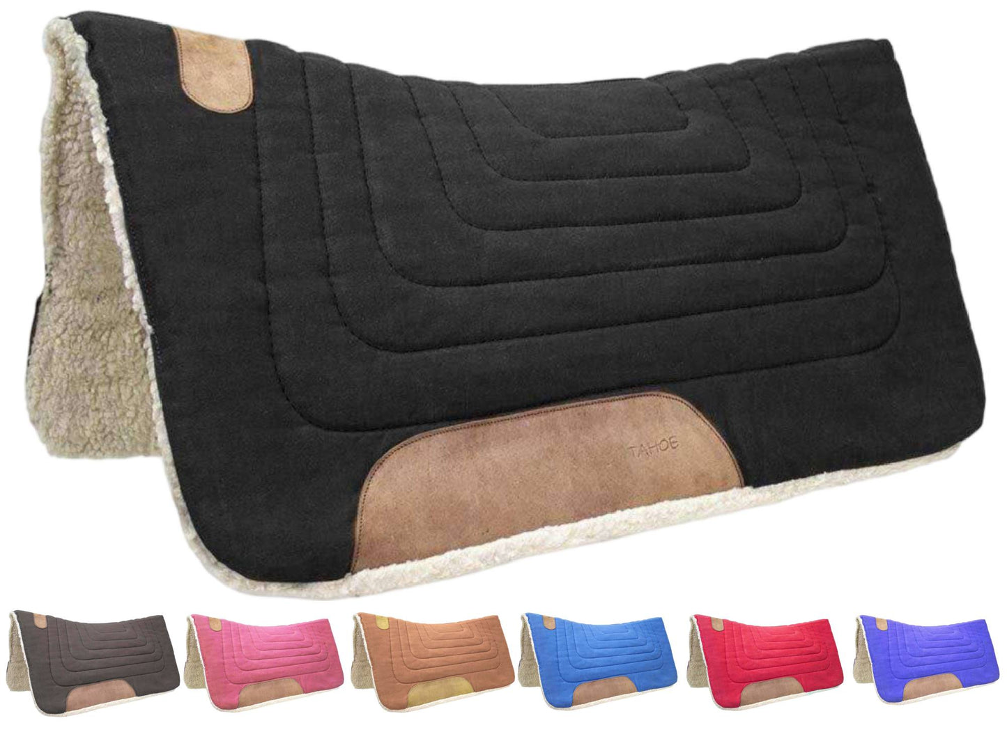 Tahoe Tack Contour Cut Canvas Saddle Pad 3 Layers Canvas Wool Felt and Fleece Comfort Full Horse Size 32" X 36"