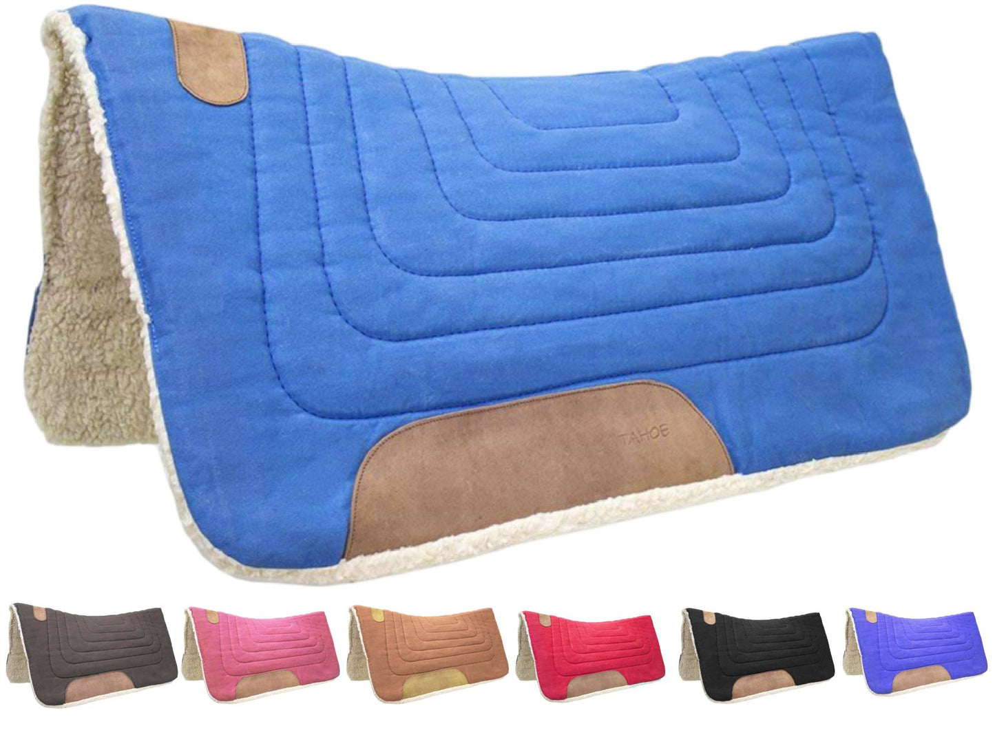 Tahoe Tack Contour Cut Canvas Saddle Pad 3 Layers Canvas Wool Felt and Fleece Comfort Full Horse Size 32" X 36"