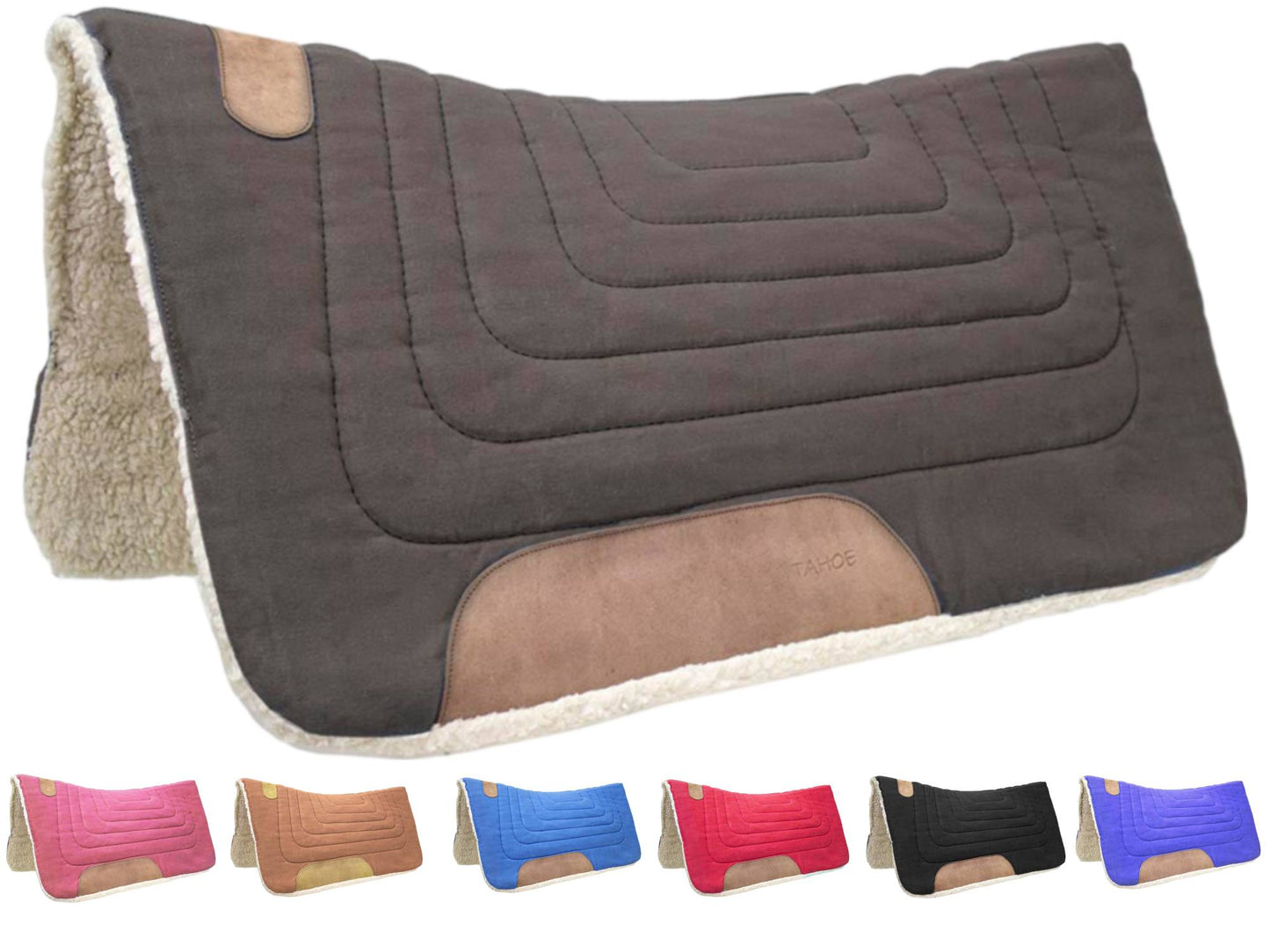 Tahoe Tack Contour Cut Canvas Saddle Pad 3 Layers Canvas Wool Felt and Fleece Comfort Full Horse Size 32" X 36"