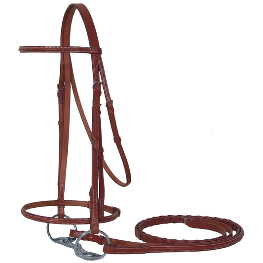 Paris Tack Fancy Stitch Fine Raised English Horse Bridle with Laced Reins