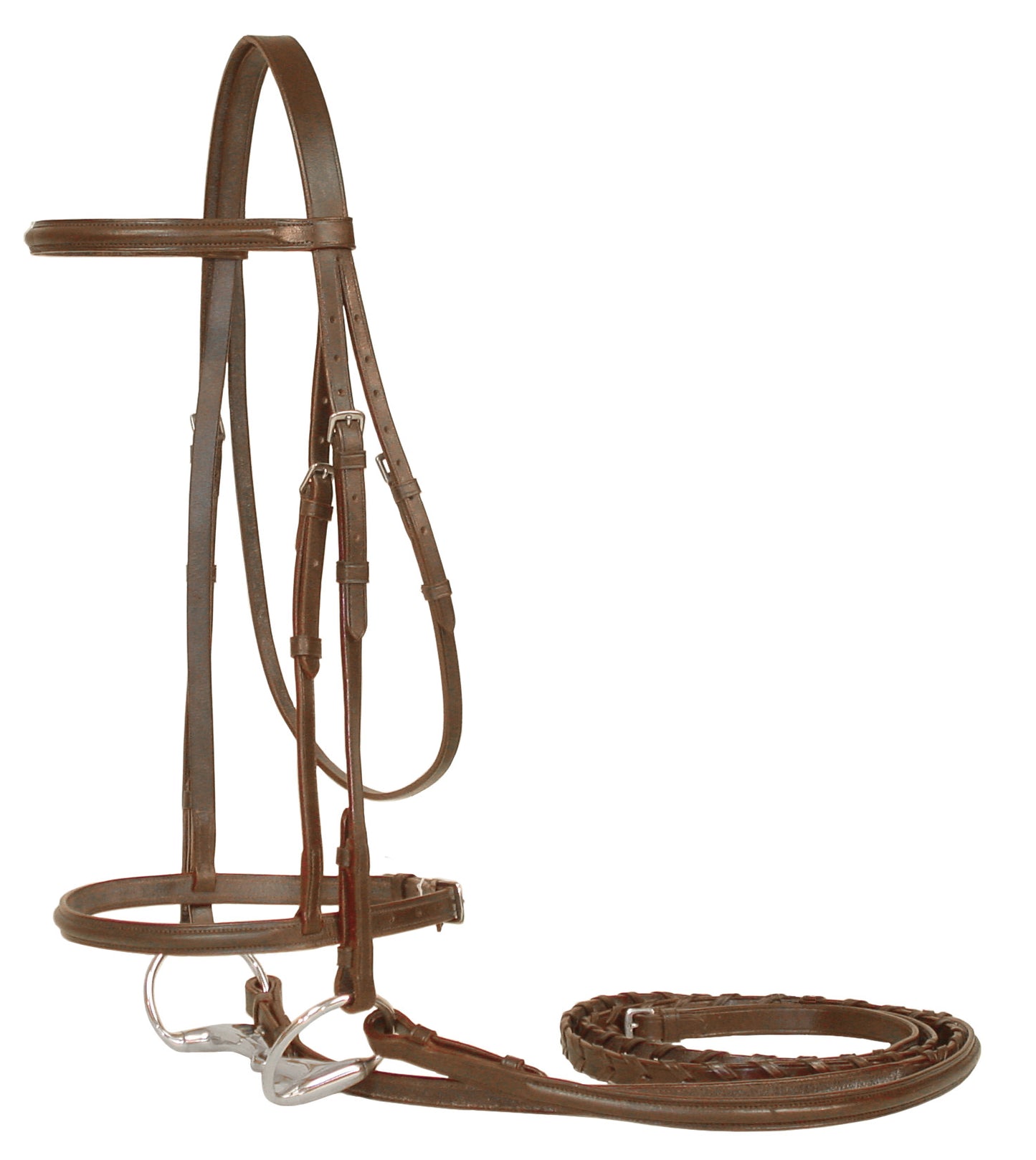 Paris Tack Everyday Raised Leather English Schooling Bridle with Laced Reins