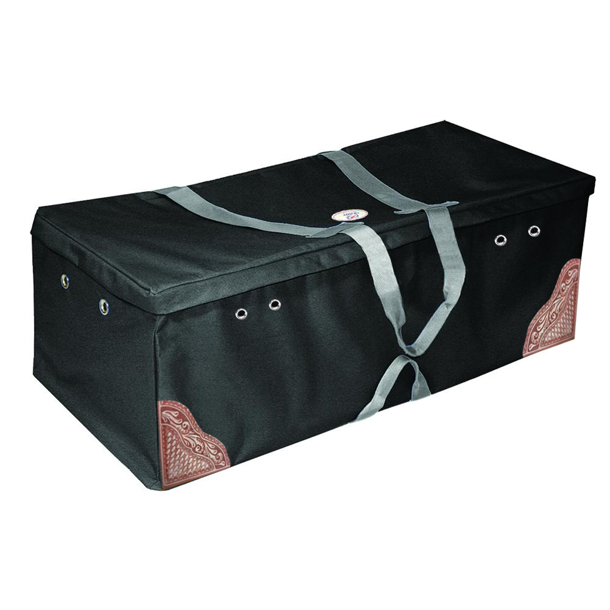 Derby Originals Hay Bale Bag Large 600D Waterproof with Leaf & Basket Hand Tooled Leather Accents 44" x 20" x 16" black