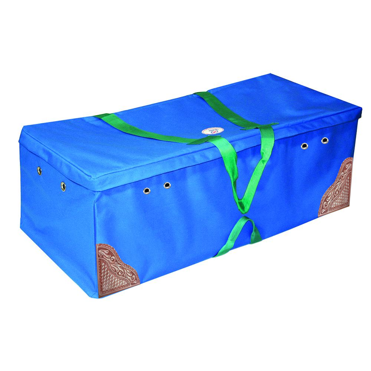 Derby Originals Hay Bale Bag Large 600D Waterproof with Leaf & Basket Hand Tooled Leather Accents 44" x 20" x 16" royal blue