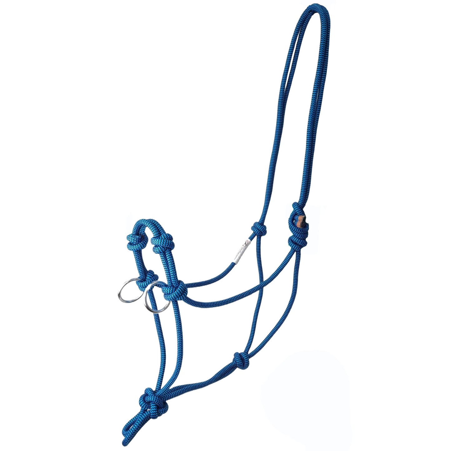 Tahoe Tack Copper Tip Series Horse Rope Training Halter – 4 Knot, 1/4" Stiff Cord with 2 Rings for Enhanced Control, 1-Year Warranty Two Tone 9514