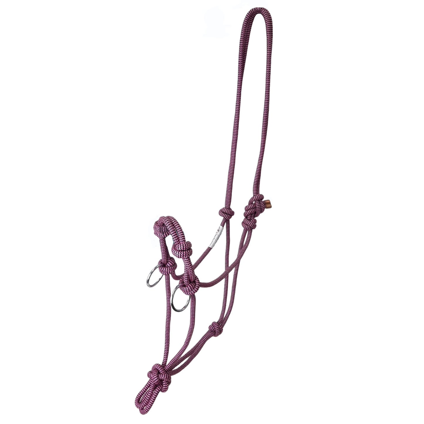 Tahoe Tack Copper Tip Series Horse Rope Training Halter – 4 Knot, 1/4" Stiff Cord with 2 Rings for Enhanced Control, 1-Year Warranty Two Tone 9514