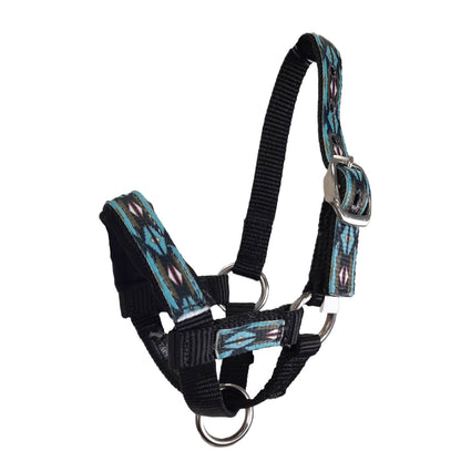 Tahoe Tack Nylon Overlay Alpaca Halter with Padded Noseband  Blue Aztec