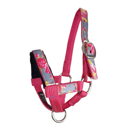 Tahoe Tack Nylon Overlay Alpaca Halter with Padded Noseband  Grey Floral