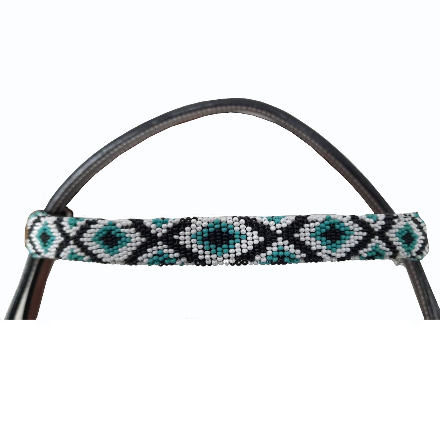 Tahoe Tack Leather Horse Western Headstall - Turquoise Navajo Beaded Browband with Split Reins, 1-Year Warranty