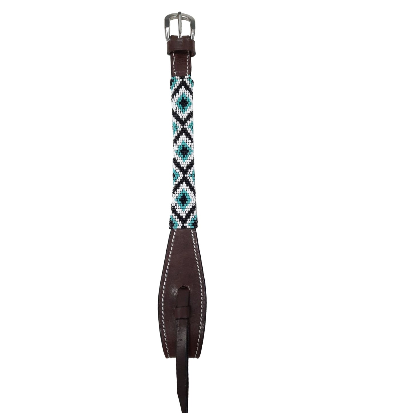 Tahoe Tack Leather Horse Western Headstall - Turquoise Navajo Beaded Browband with Split Reins, 1-Year Warranty