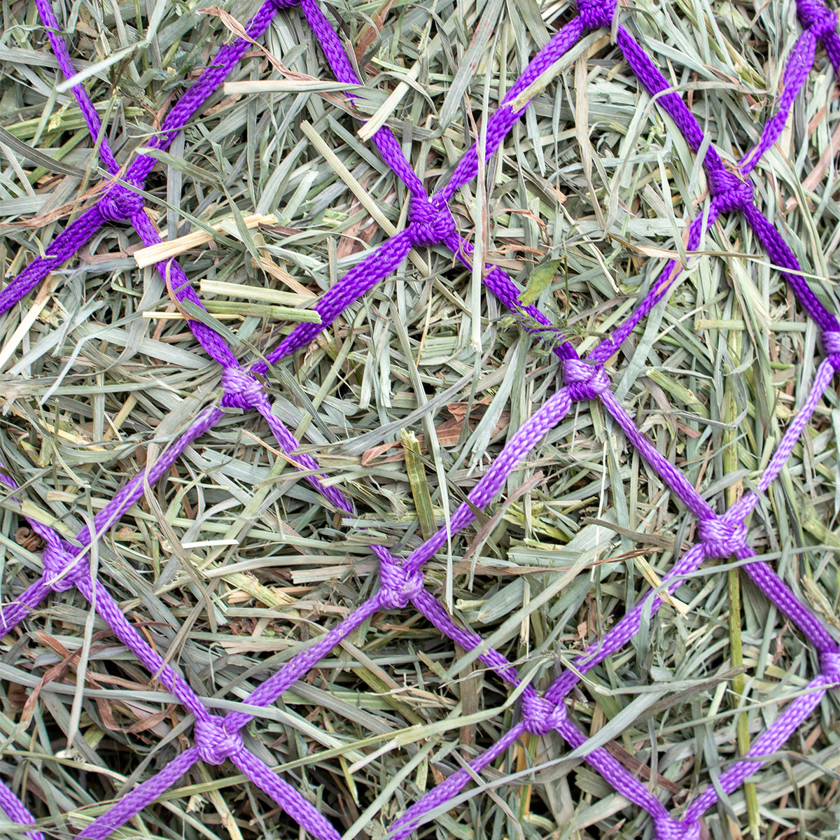 Paris Tack Set of 2 - 56" Soft Mesh Hay Nets with 2" Holes, Fits 8-10 Flakes of Hay closeup