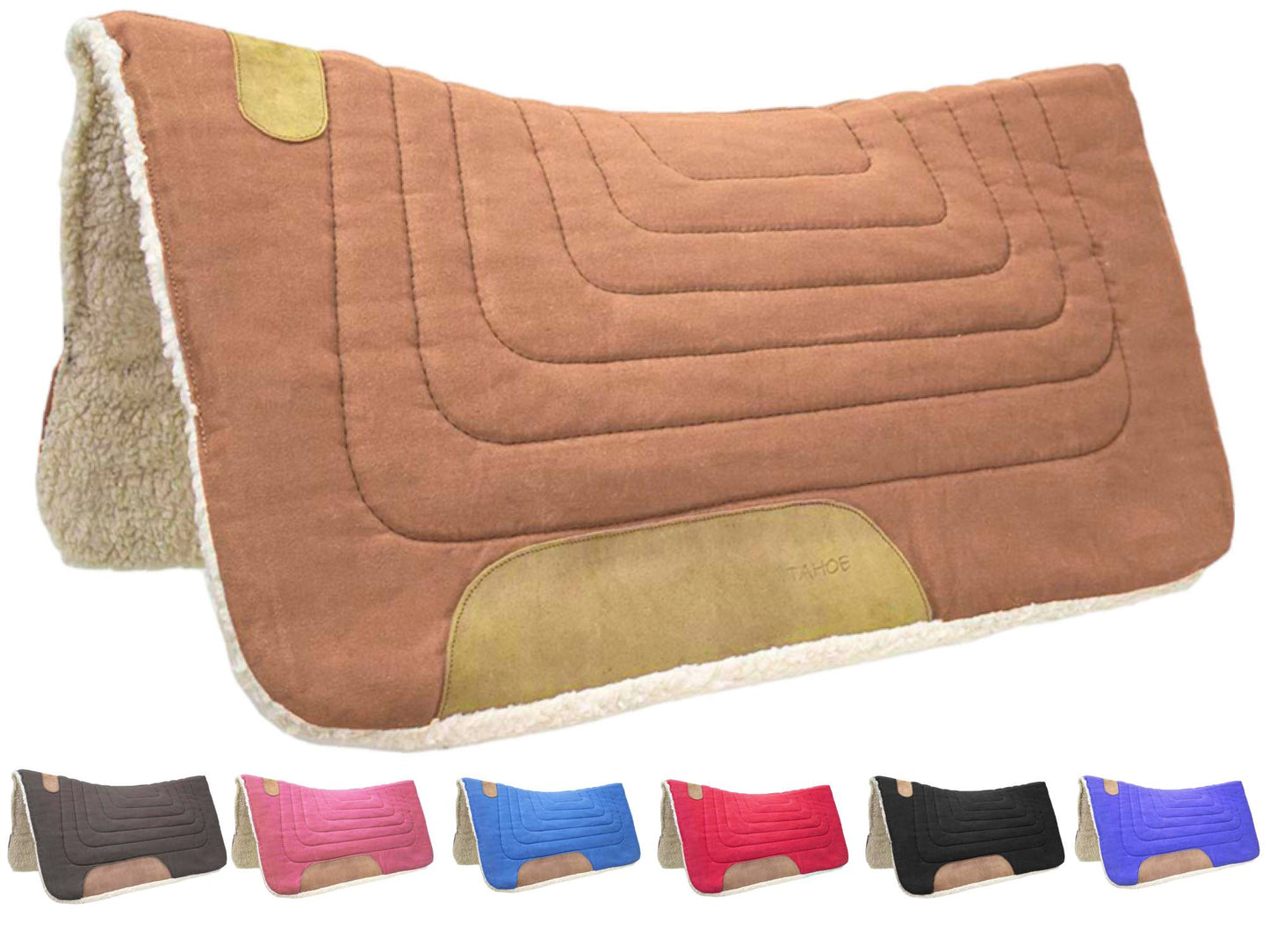 Tahoe Tack Contour Cut Canvas Saddle Pad 3 Layers Canvas Wool Felt and Fleece Comfort Full Horse Size 32" X 36"