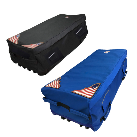 DERBY ORIGINALS PATENTED ROLLING BALE BAG WITH VENTILATION WINDOWS AND PATRIOTIC LEATHER ACCENTS FEATURED IMAGE