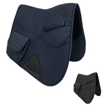 Derby Originals All Purpose English Saddle Pad with Pockets Half Fleece lined Blue