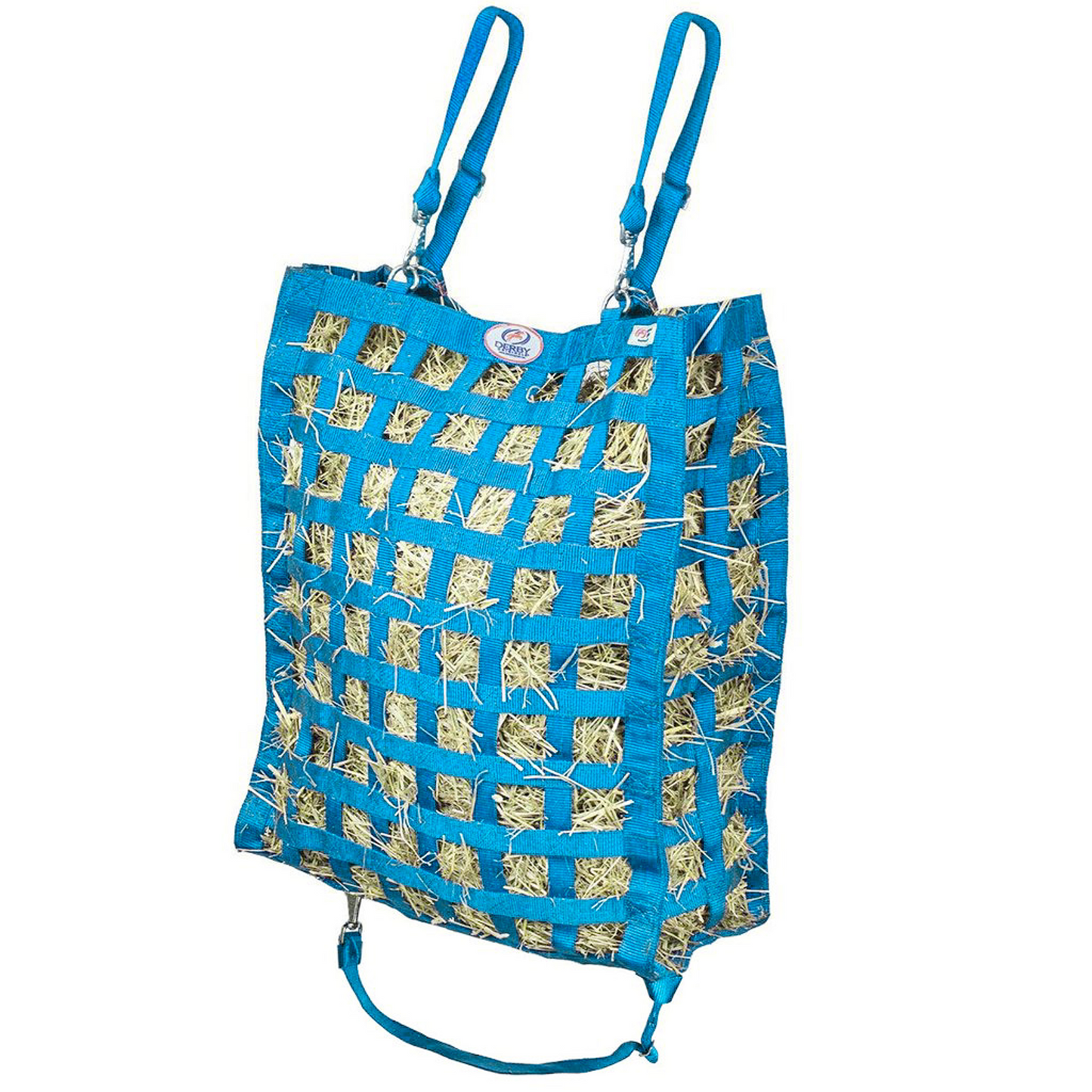 Petroleum blue four sided hay bag.