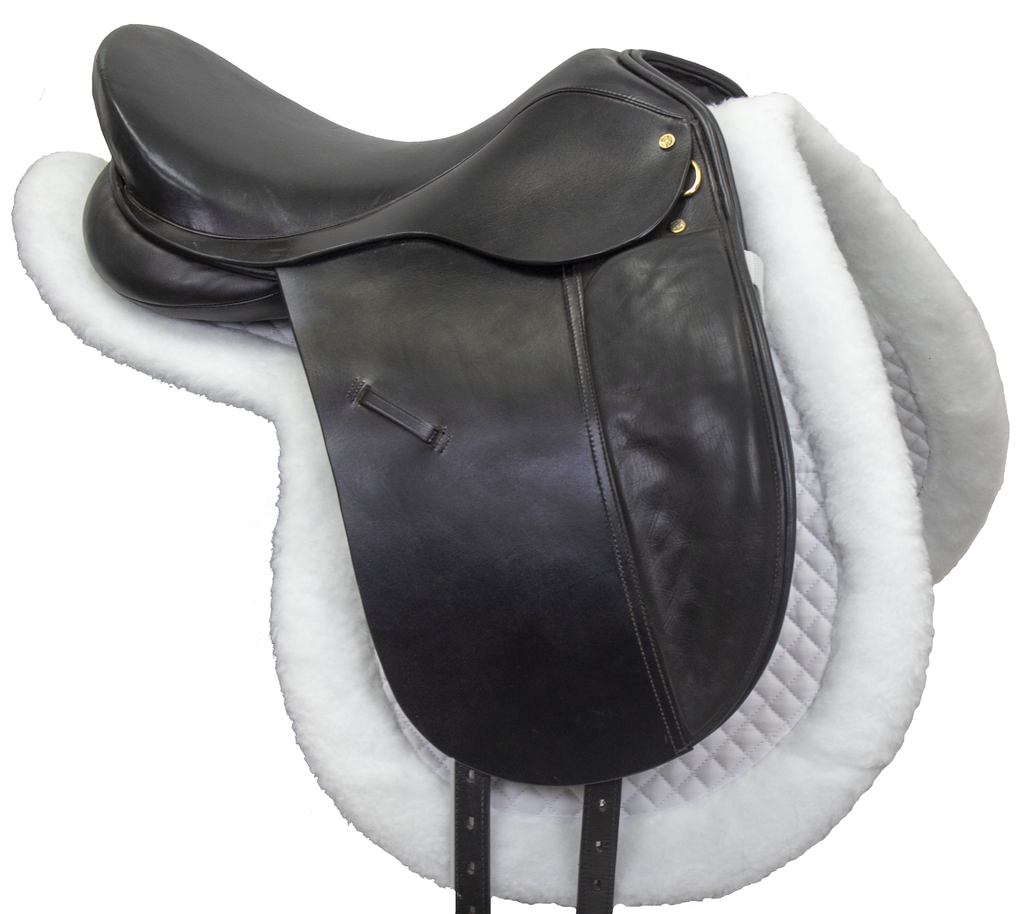 Derby Originals Shaped Wither Relief Dressage English Saddle Pad  Black white