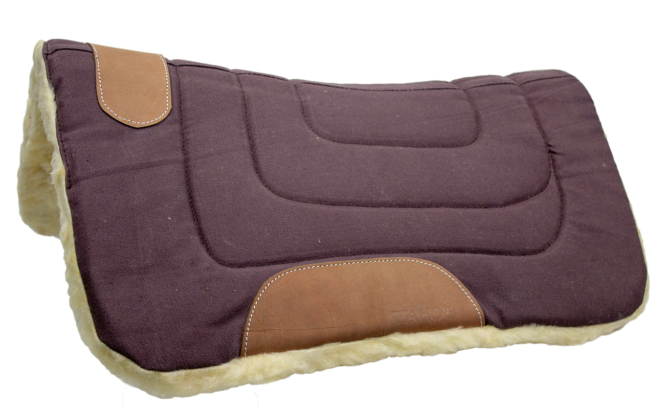 Pony Contour Cut Canvas Western Saddle Pad with Fleece Lining by Tahoe Tack Brown