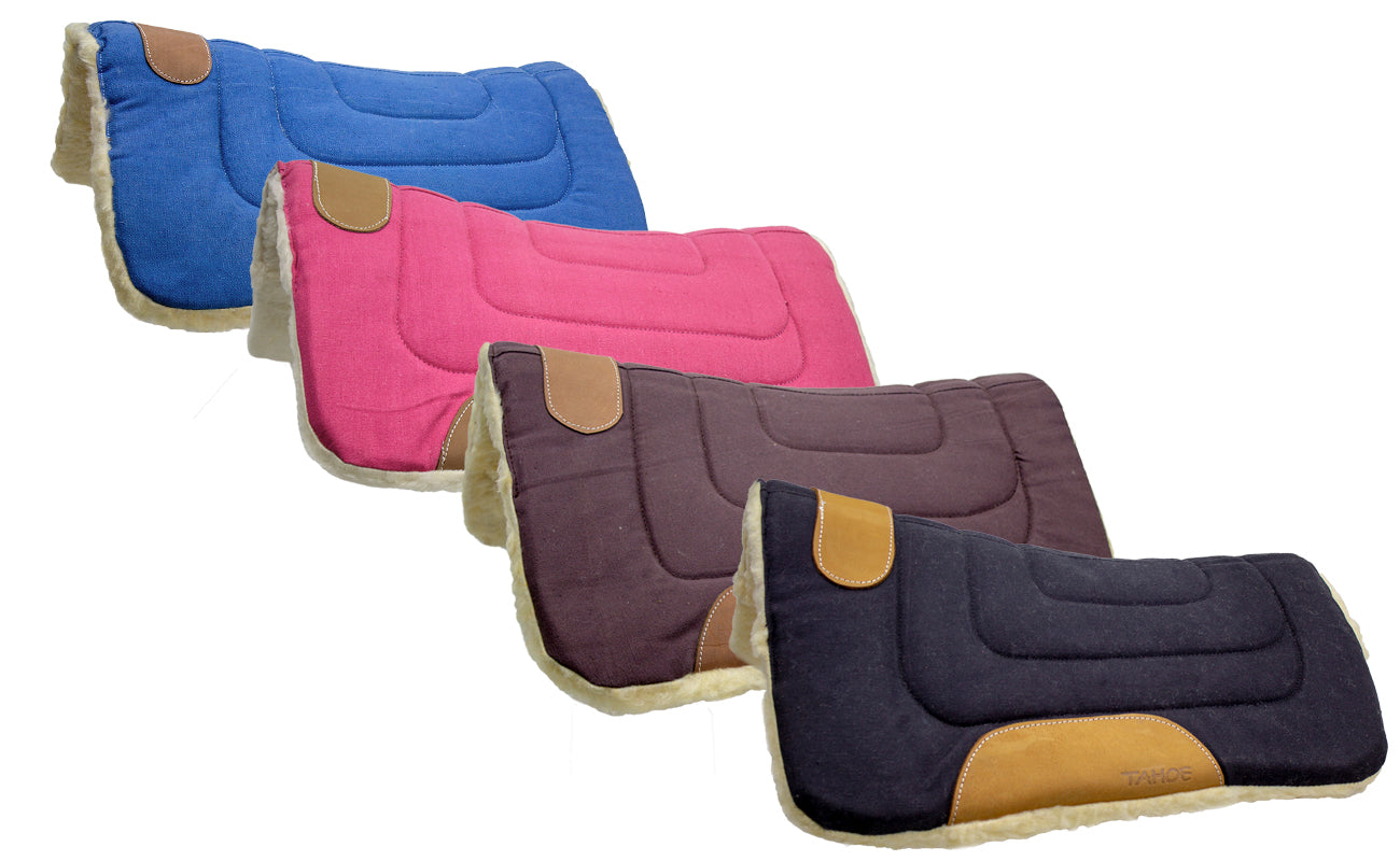 Pony Contour Cut Canvas Western Saddle Pad with Fleece Lining by Tahoe Tack All colors