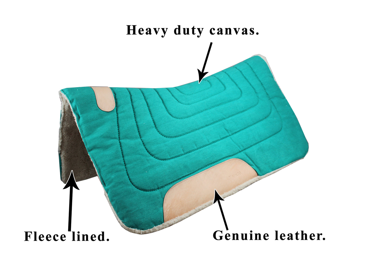 Tahoe Tack Contour Cut Canvas Saddle Pad 3 Layers Canvas Wool Felt and Fleece Comfort Full Horse Size 32" X 36"