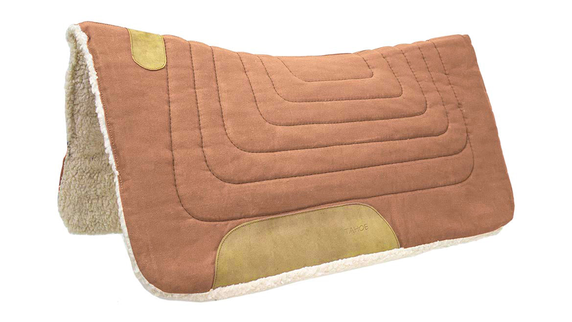 Tahoe Tack Contour Cut Canvas Saddle Pad 3 Layers Canvas Wool Felt and Fleece Comfort Full Horse Size 32" X 36"