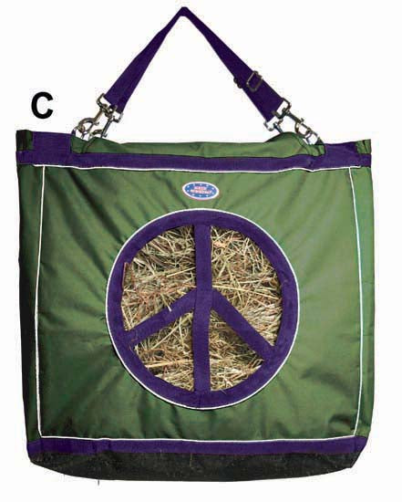 Derby Originals Top Load Peace Sign Hanging Horse Hay Bag  Green Purple