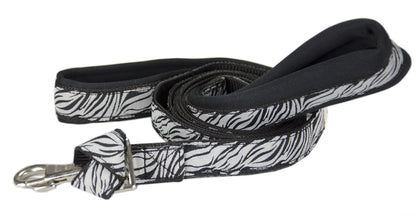  Padded Double Handle Patterned Dog Leash with Warranted Snap Zebra Color