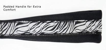 Padded Double Handle Patterned Dog Leash with Warranted Snap Zebra Handle Extra Comfort