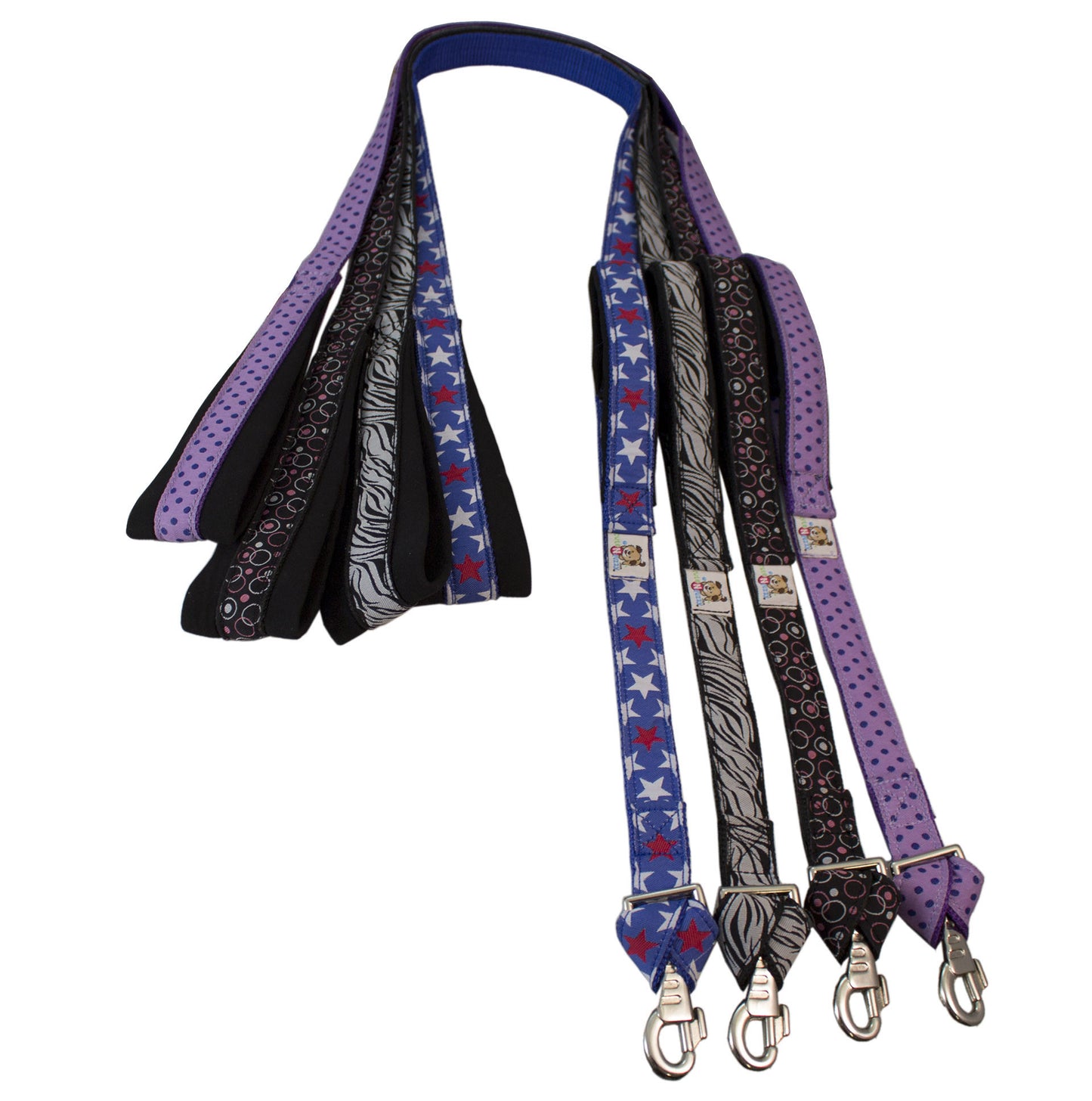 Padded Double Handle Patterned Dog Leash with Warranted Snap