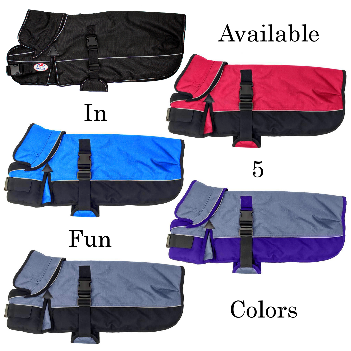 Medium Weight Winter Dog Coat with Neck Cover Hood Elastic leg straps Five colors