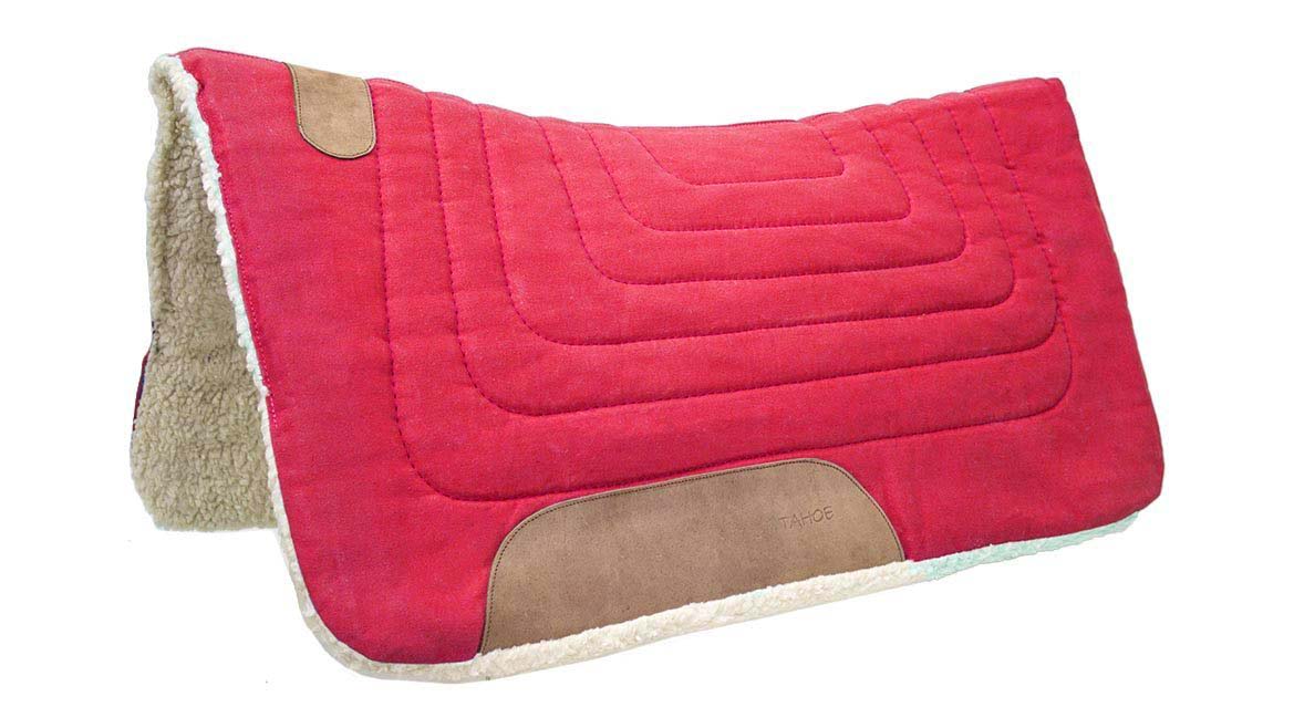 Tahoe Tack Contour Cut Canvas Saddle Pad 3 Layers Canvas Wool Felt and Fleece Comfort Full Horse Size 32" X 36"