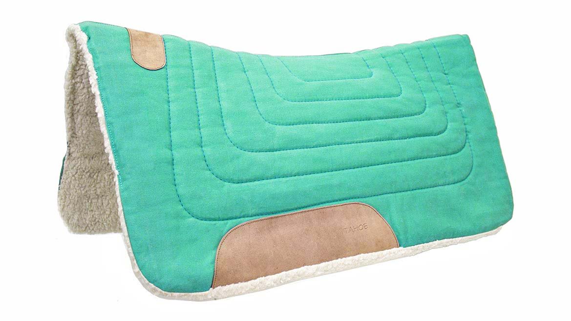 Tahoe Tack Contour Cut Canvas Saddle Pad 3 Layers Canvas Wool Felt and Fleece Comfort Full Horse Size 32" X 36"