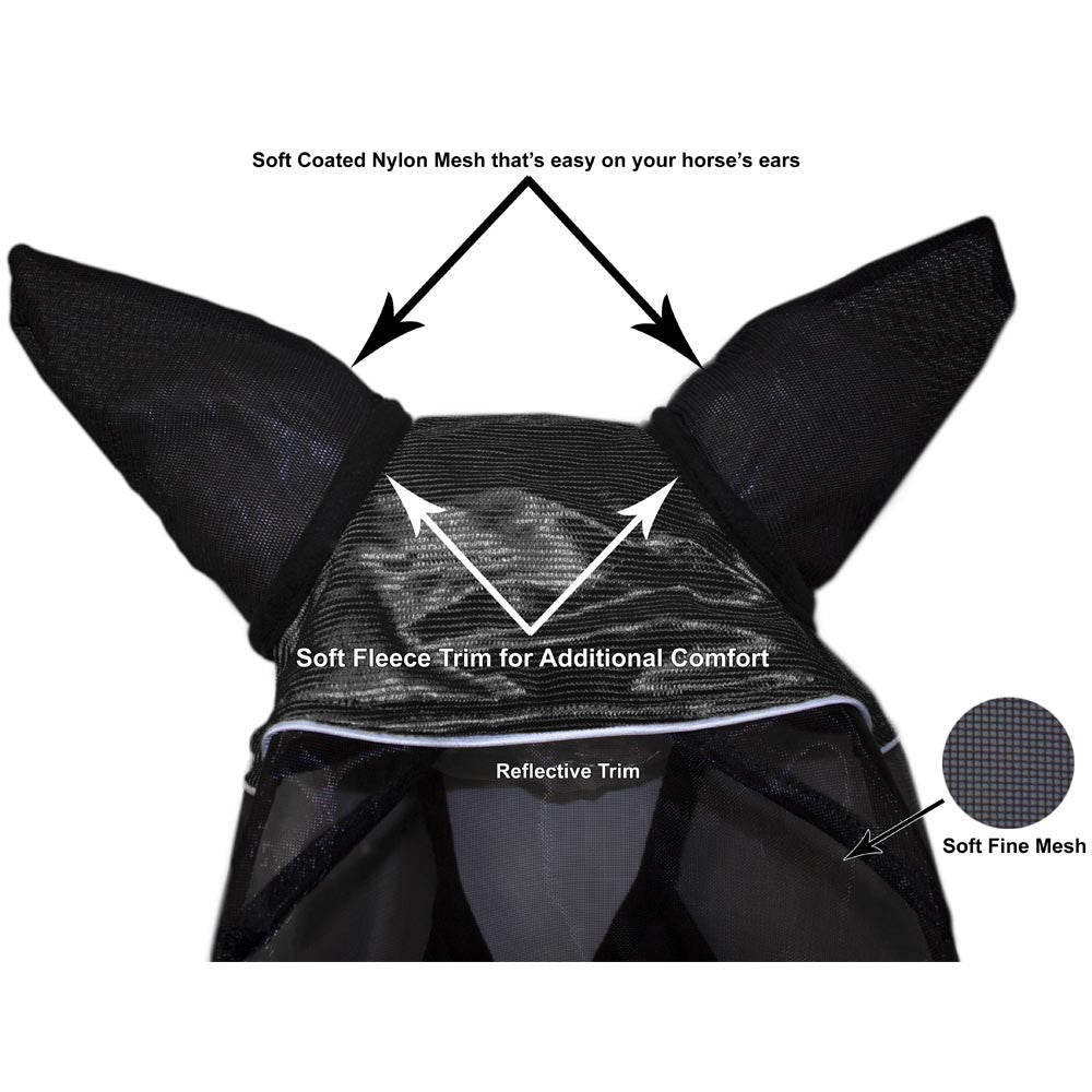 Premium Reflective Safety Horse Fly Mask with Ears