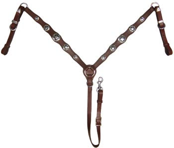 Tahoe Tack Patriotic Silver Star Concho Leather Western  Headstall, Breastcollar, and Reins Set