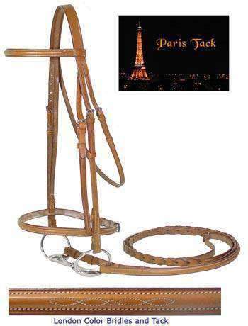 Paris Tack Raised Fancy Stitch Leather English Schooling Bridle with Laced Reins and 1 Year Warranty